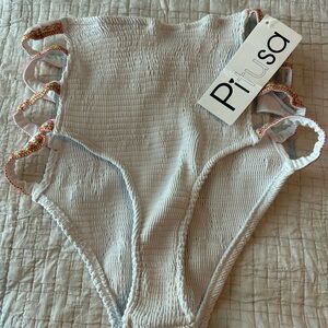 Pitusa White Textured Fabric Swimsuit Bottoms